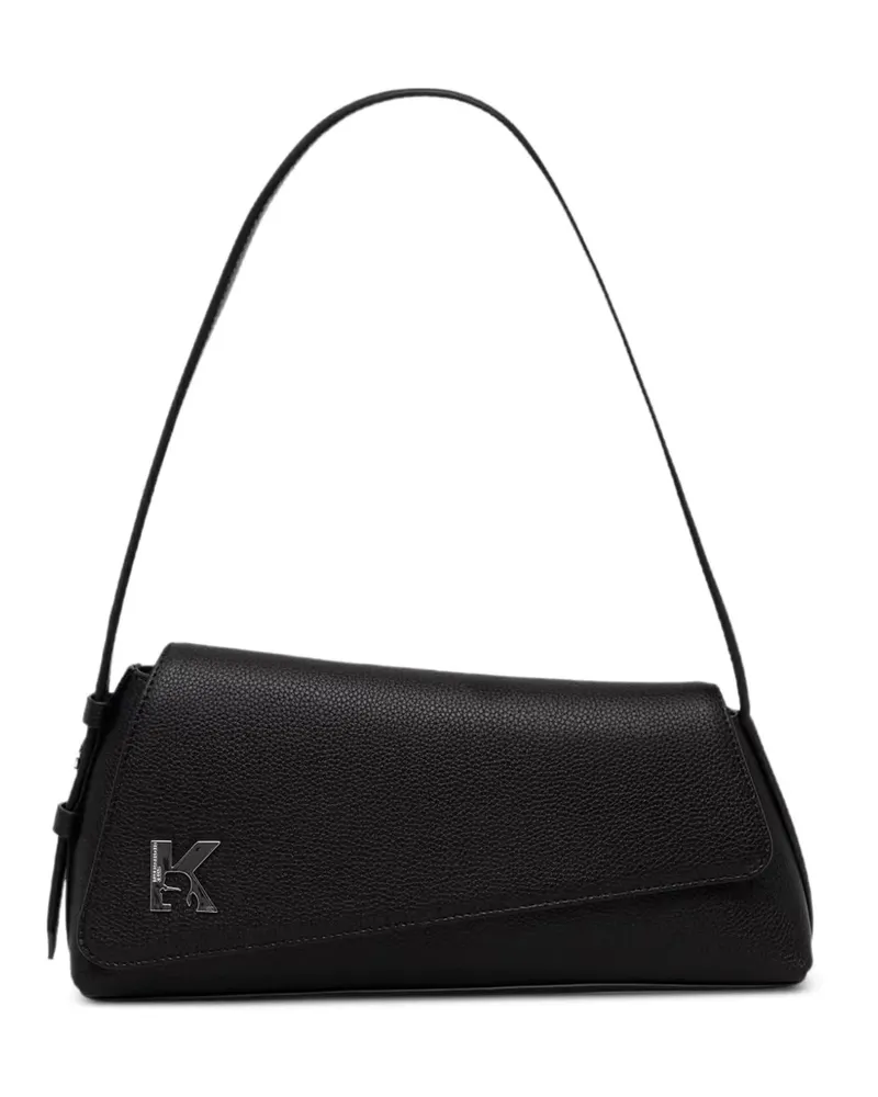 Karl Lagerfeld logo-plaque pebbled shoulder bag - Schwarz Schwarz