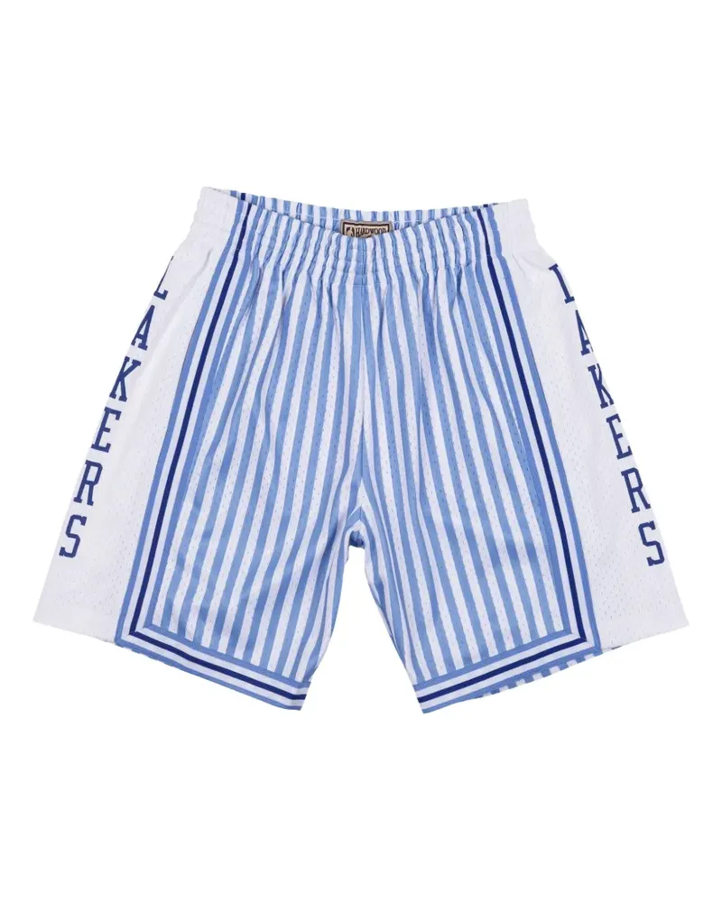 Mitchell & Ness Gestreifte Los Angeles Lakers 1996 Swingman Shorts - Blau Blau