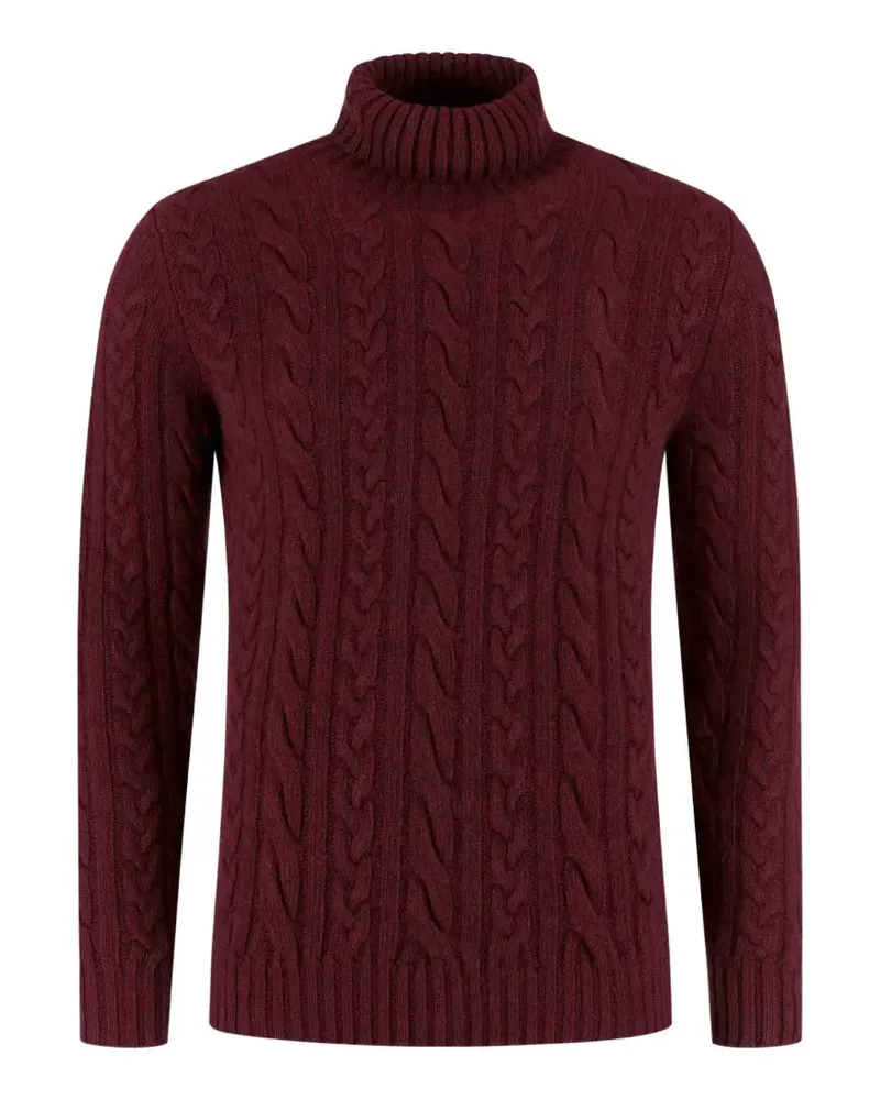 Fedeli Rollkragenpullover mit Zopfmuster - Rot Rot