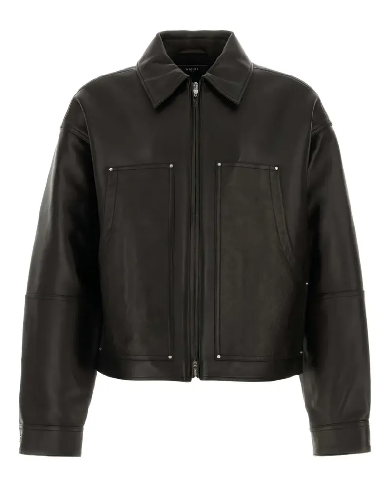 Amiri Klassische Lederjacke - Schwarz Schwarz
