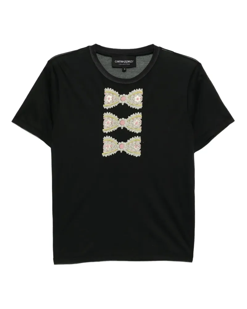 Cynthia Rowley T-Shirt mit Folien-Print - Schwarz Schwarz