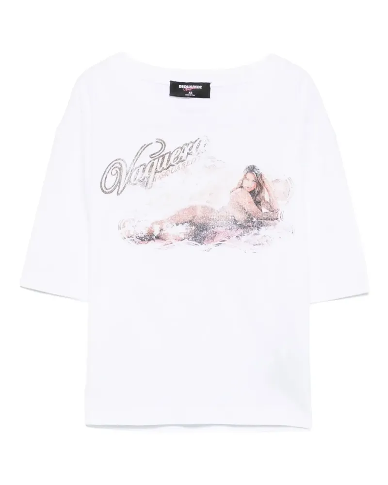 Dsquared2 Oberteil mit grafischem Print - Weiß Weiß