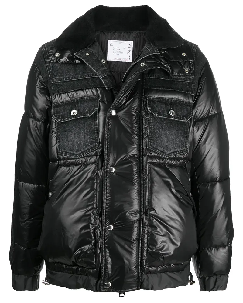 Sacai Gefütterte Jacke mit Jeansdetail - Schwarz Schwarz