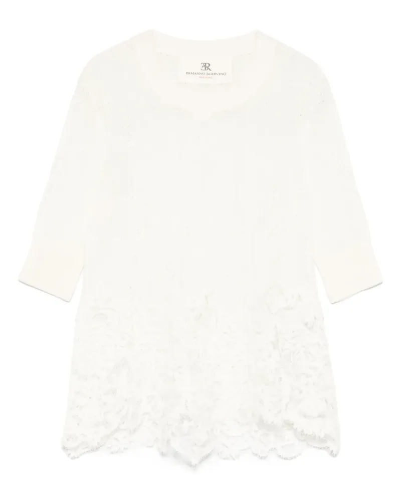 Ermanno Scervino Bluse mit Spitzendetail - Weiß Weiß
