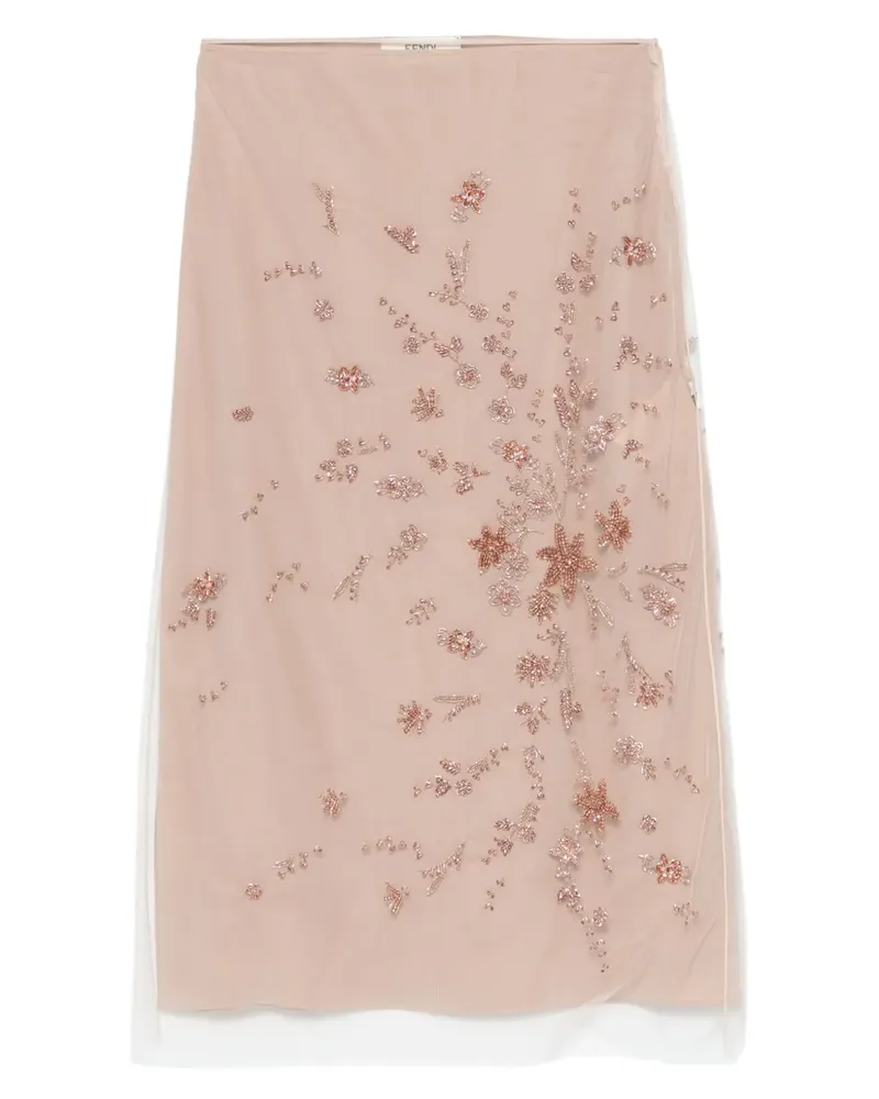 Fendi Midirock im Layering-Look - Nude Nude