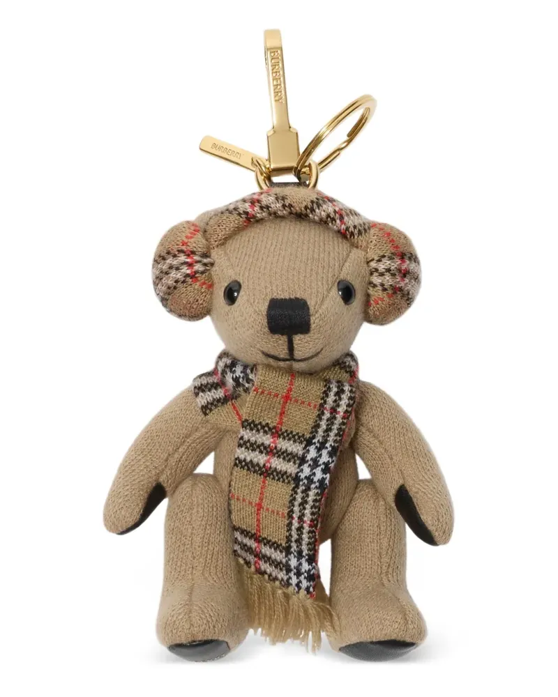 Burberry Karierter Thomas Bear Schal-Taschenanhänger - Nude Nude