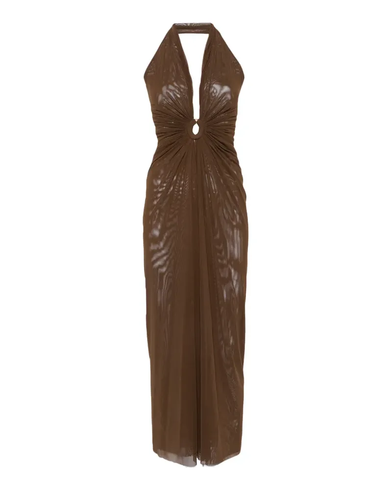 FISICO-Cristina Ferrari gathered halterneck maxi dress - Braun Braun