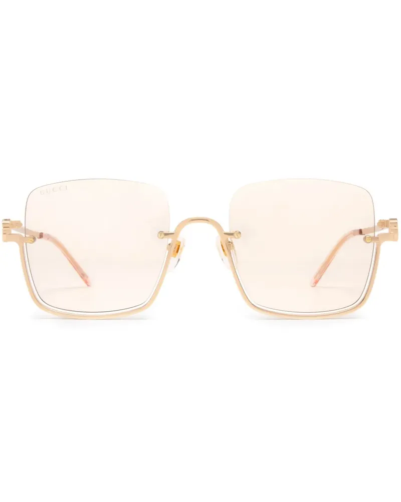 Gucci Sonnenbrille mit eckigem Gestell - Gold Gold