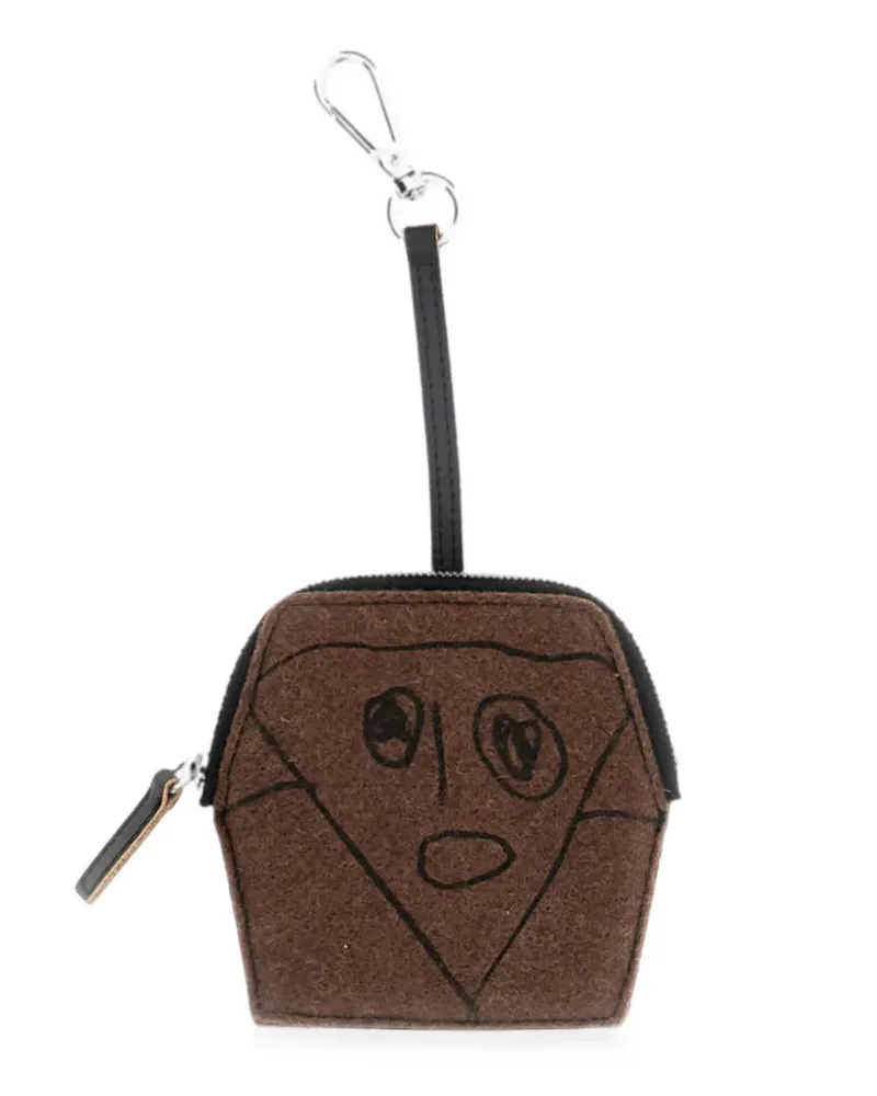 PLAN C Pili And Bianca graphic-print zip-around coin purse - Braun Braun
