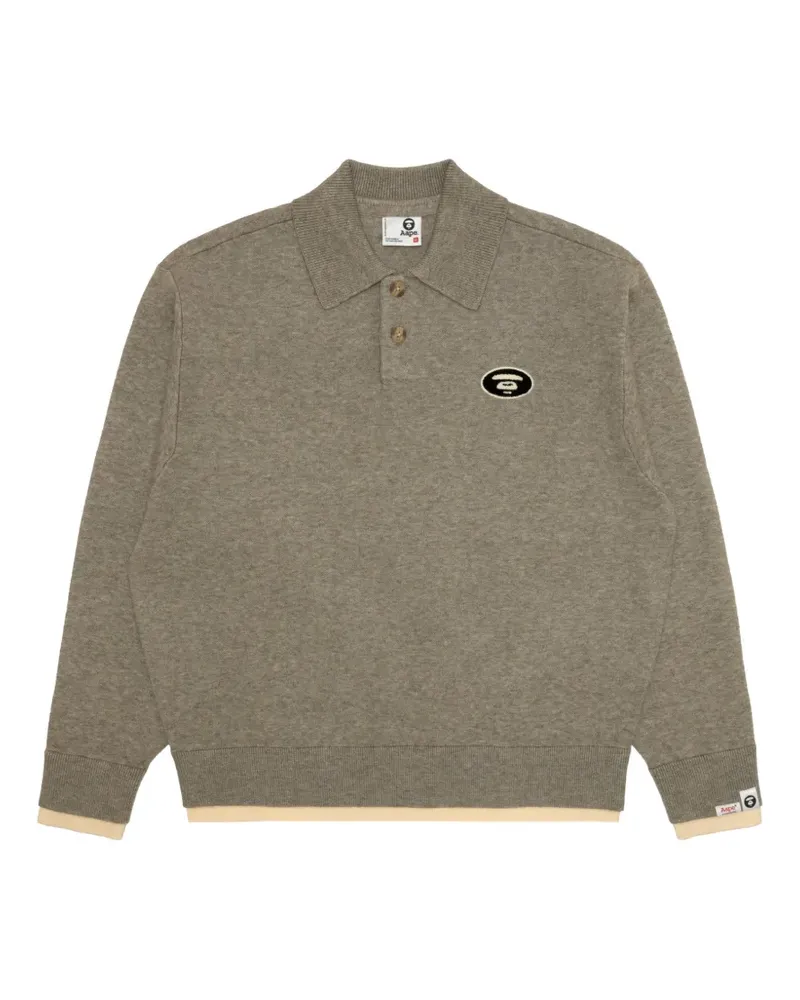 BAPE logo-patch polo-collar sweater - Grau Grau