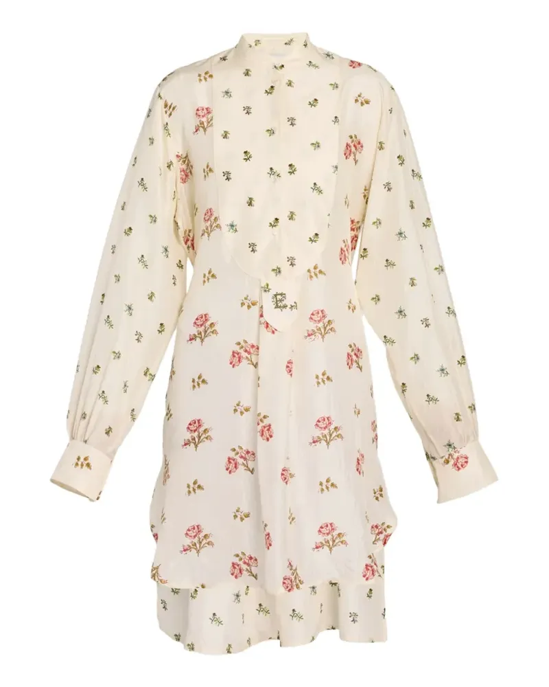 Erdem floral-print mini dress - Nude Nude