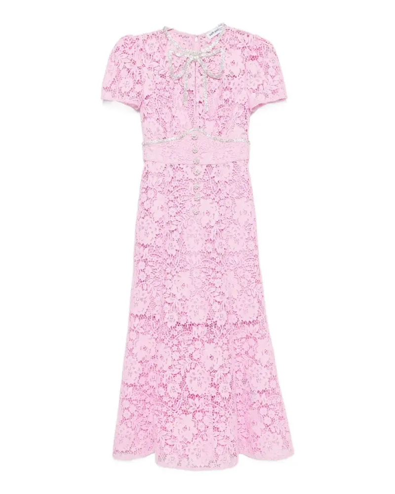 Self-Portrait crystal-embellished floral-lace midi dress - Rosa Rosa