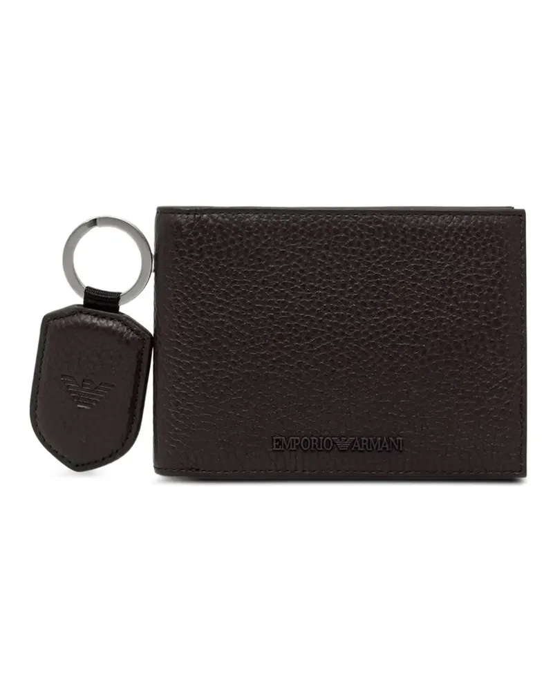 Emporio Armani Set aus Portemonnaie und Schlüsselanhänger mit Logoplakette - Braun Braun
