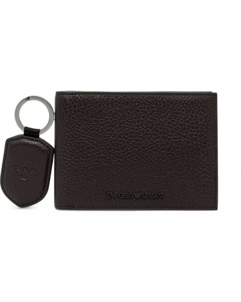 Emporio Armani logo-plaque keyring and wallet set - Braun Braun
