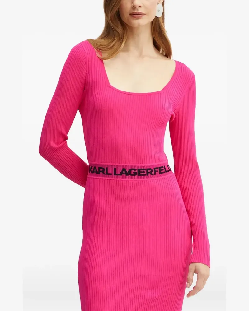 Karl Lagerfeld square neck logo midi dress - Rosa Rosa