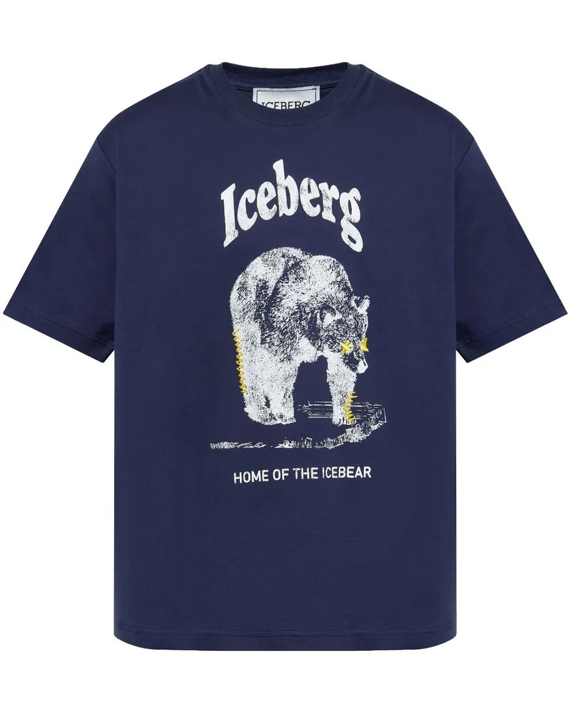 Iceberg T-Shirt mit Logo-Print - Blau Blau