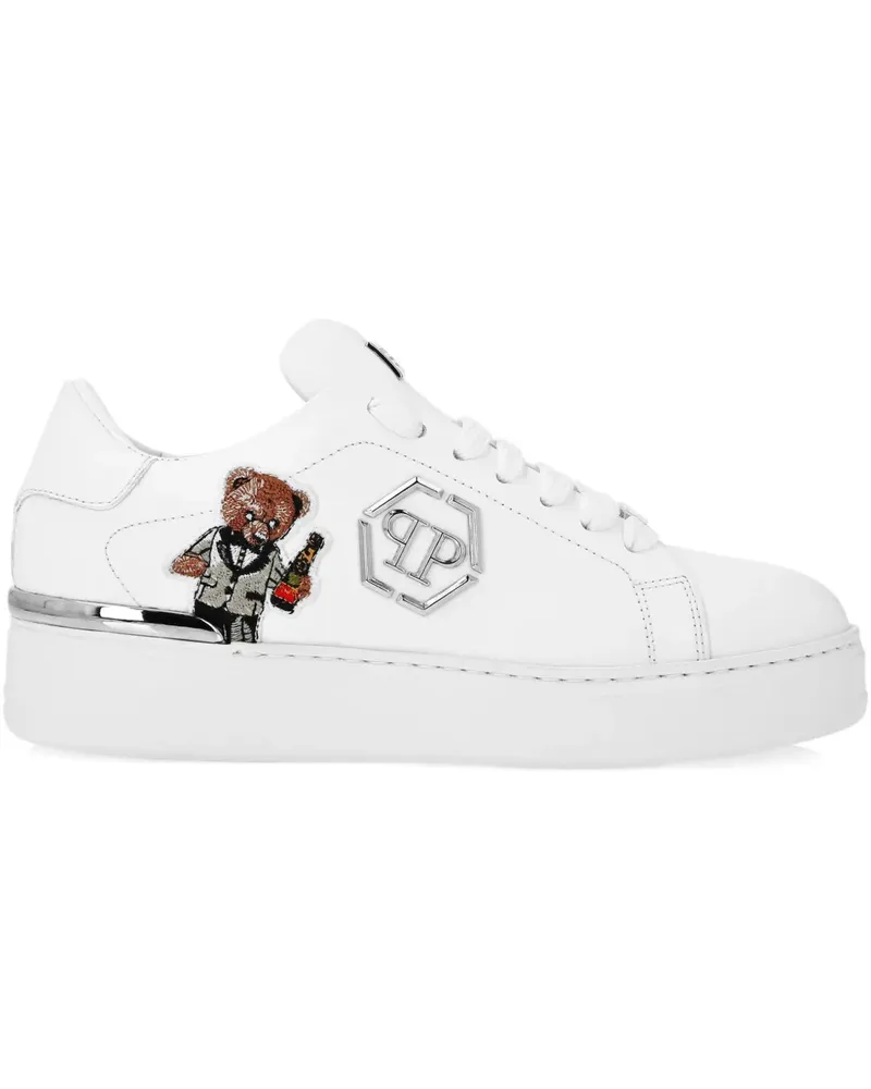 Philipp Plein Sneakers mit Teddy-Stickerei - Weiß Weiß