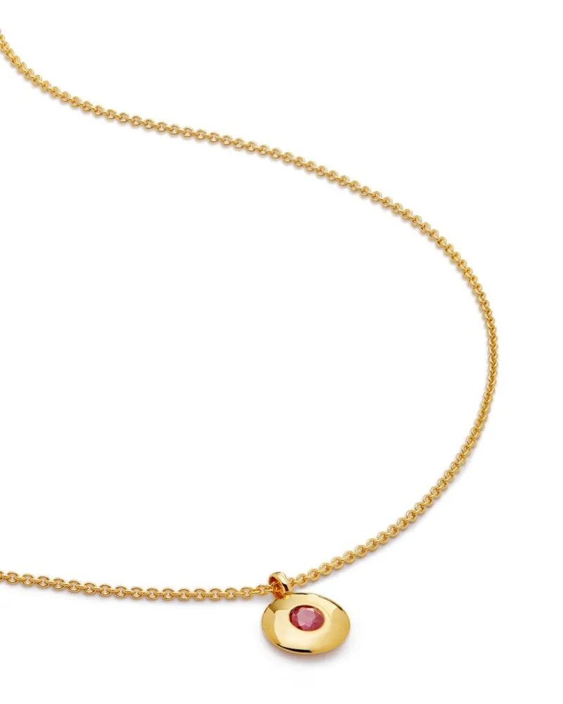 Monica Vinader 18kt Birthstone Halskette aus recyceltem Gold-Vermeil mit Rubin Gold