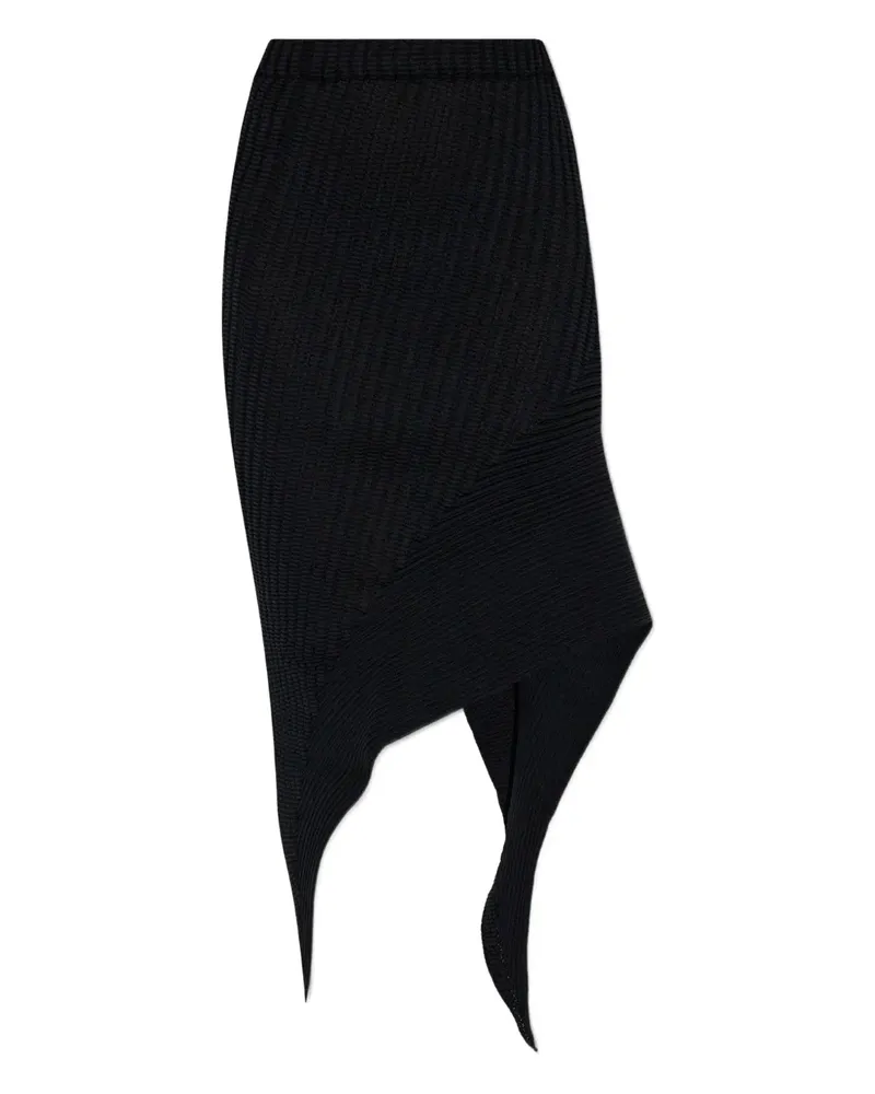 Issey Miyake Asymmetrisch gerippter Rock - Schwarz Schwarz