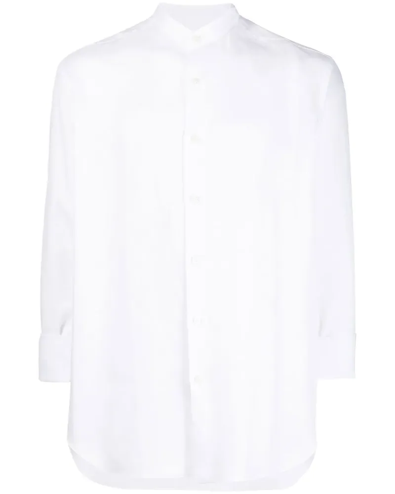 Brioni Leinenhemd mit Stehkragen - Weiß Weiß