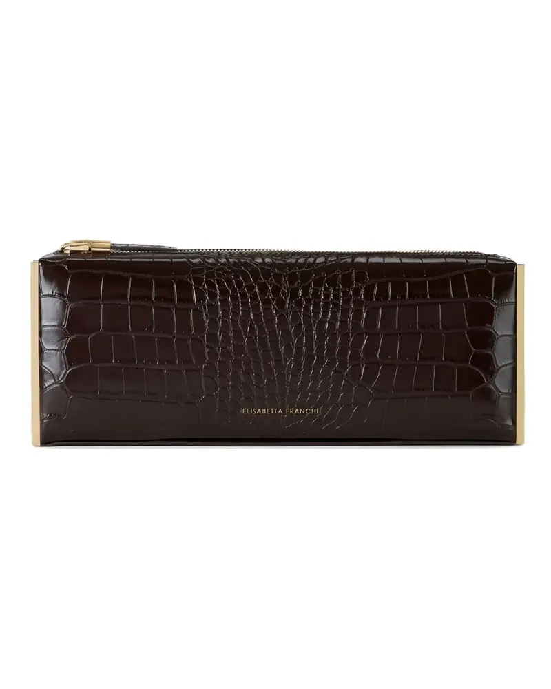 Elisabetta Franchi Baguette Clutch mit Kroko-Optik - Braun Braun