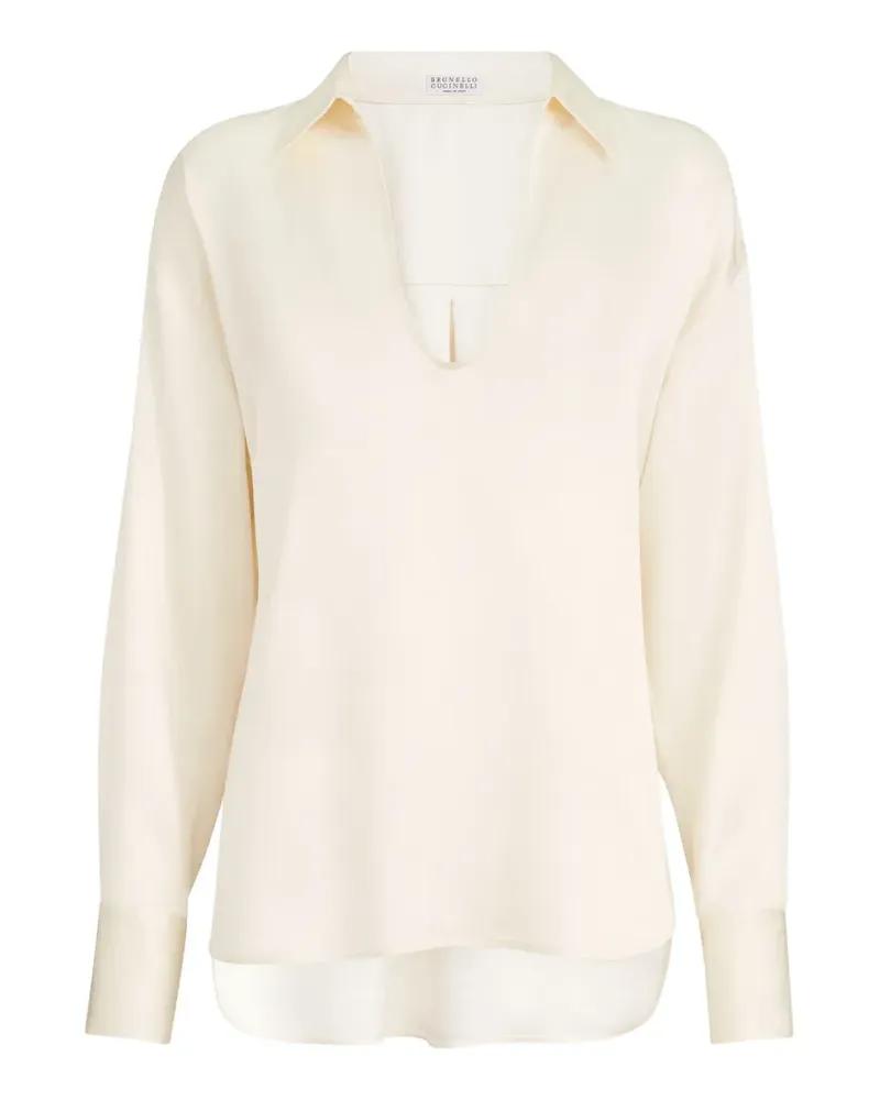 Brunello Cucinelli Klassische Satinbluse - Nude Nude