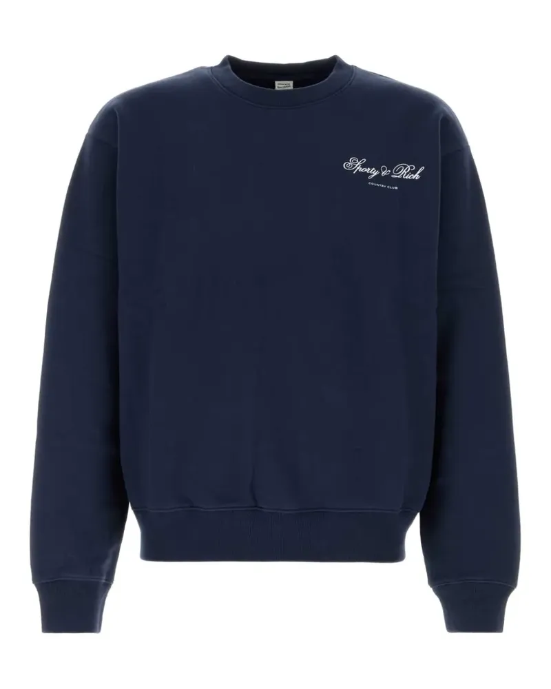 SPORTY & RICH Emmett Club Script Sweatshirt mit Logo-Print - Blau Blau