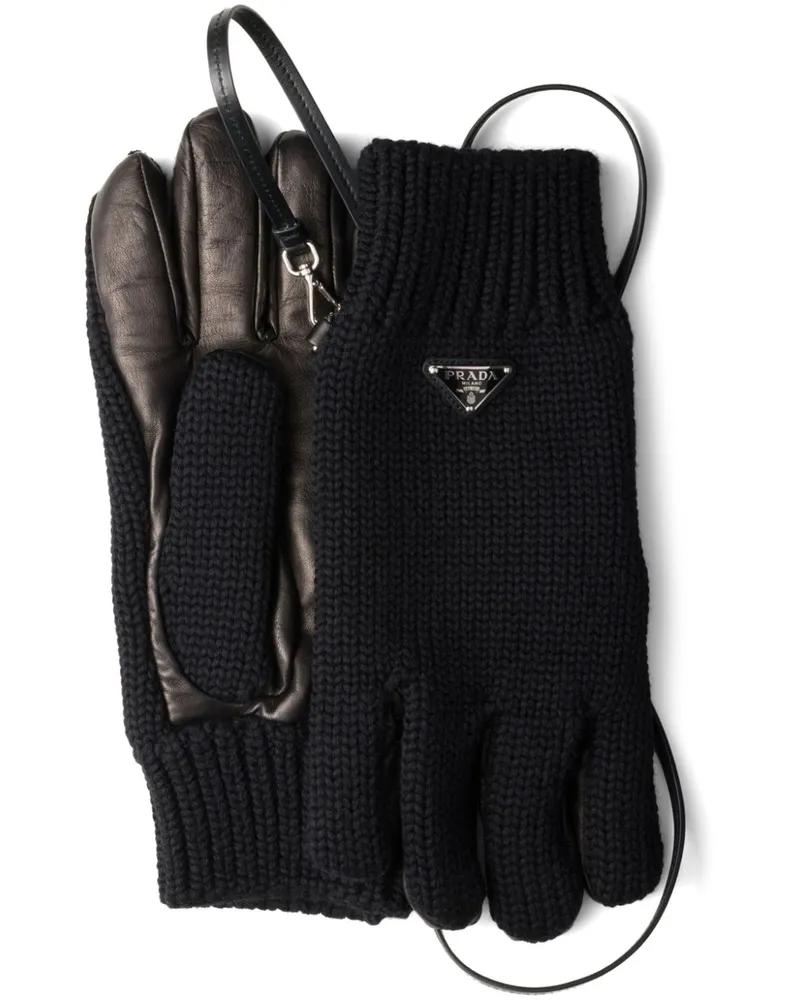 Prada Handschuhe mit Einsätzen - Schwarz Schwarz