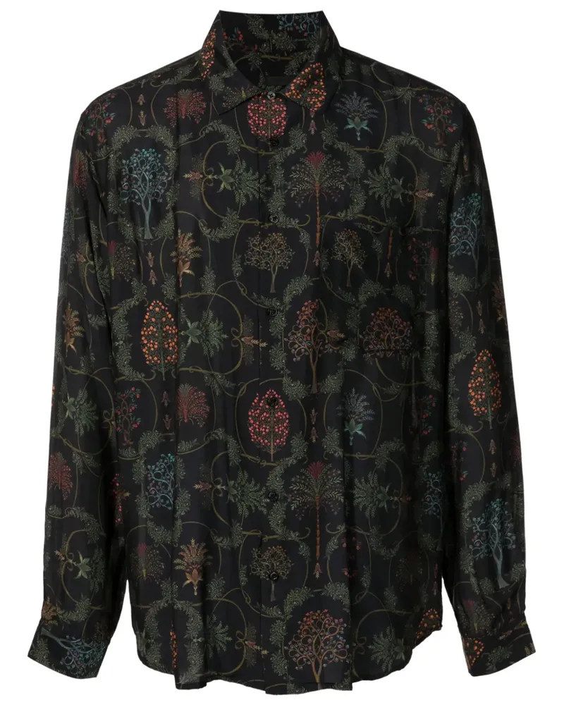 Osklen Hemd mit Blumen-Print - Schwarz Schwarz