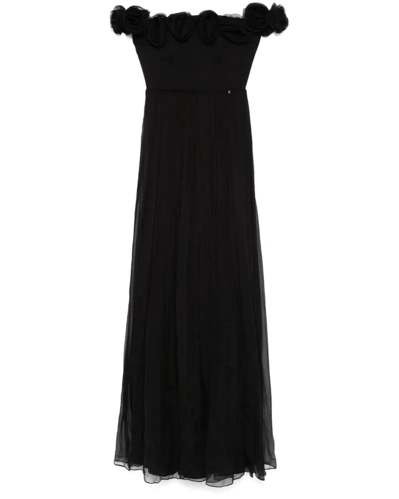 NISSA Maxikleid mit Blumenapplikation - Schwarz Schwarz