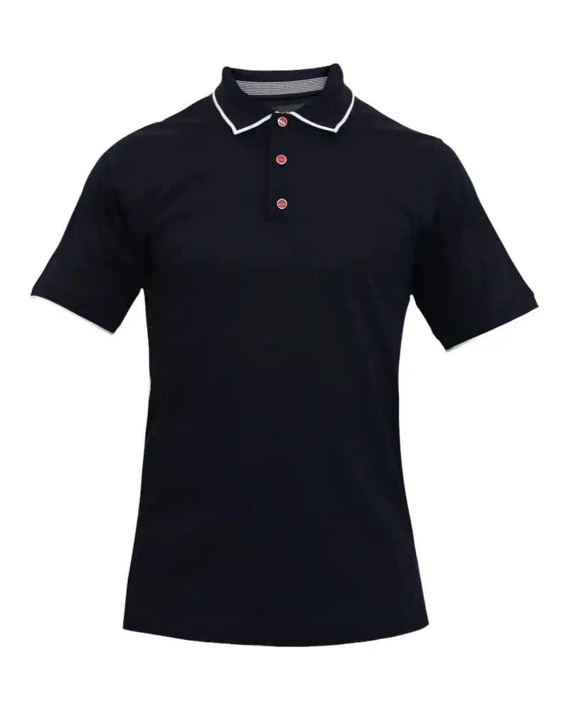 Kiton Poloshirt mit Paspelierung - Blau Blau