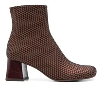Perforierte Stiefel mit Blockabsatz 60mm - Braun