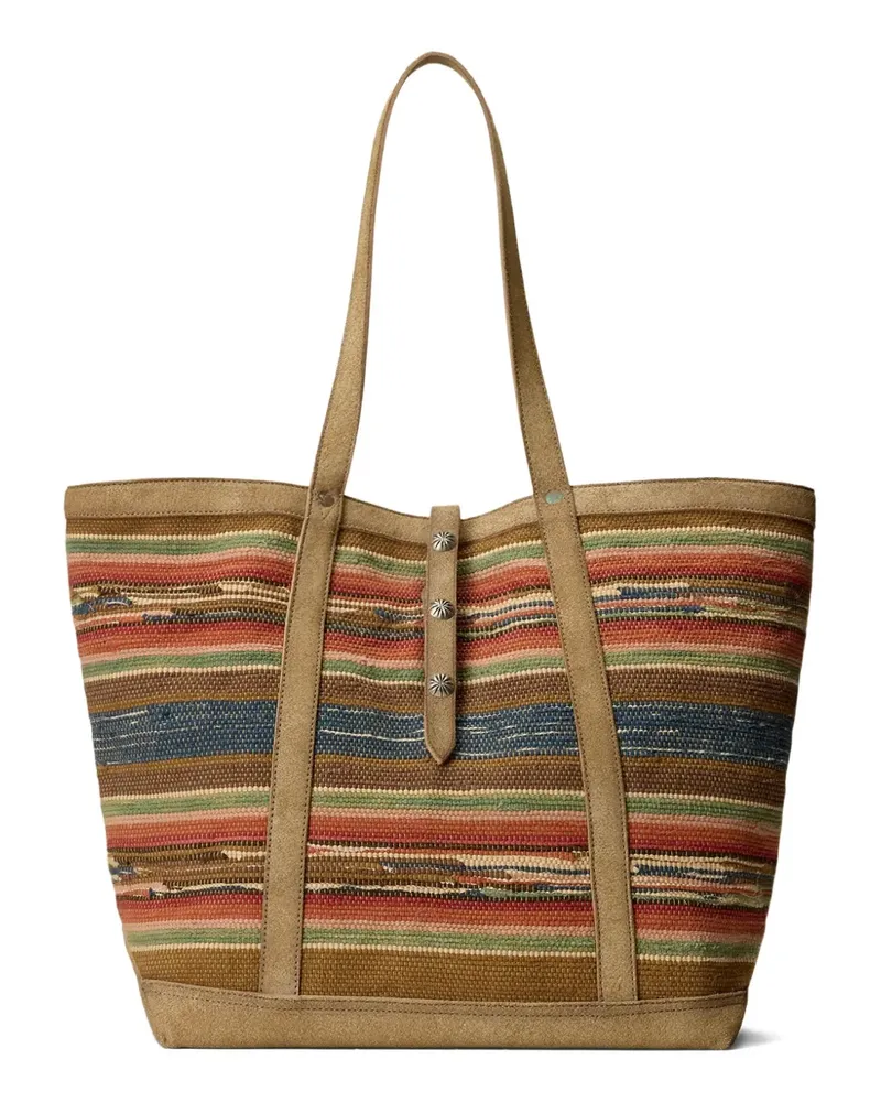 Ralph Lauren Gestreifter Murphy Tote Bag mit Nieten - Braun Braun