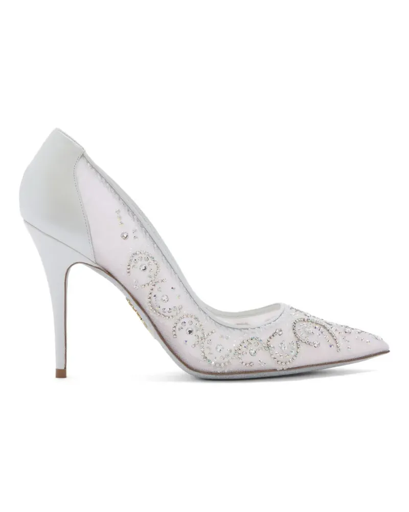 René Caovilla Jahanara crystal-embellished mesh pumps - Weiß Weiß