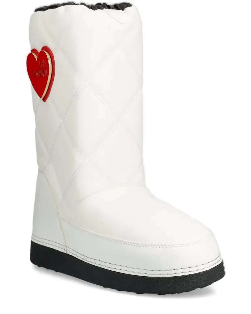 Moschino Gesteppte Schneestiefel mit Herzdetail - Weiß Weiß