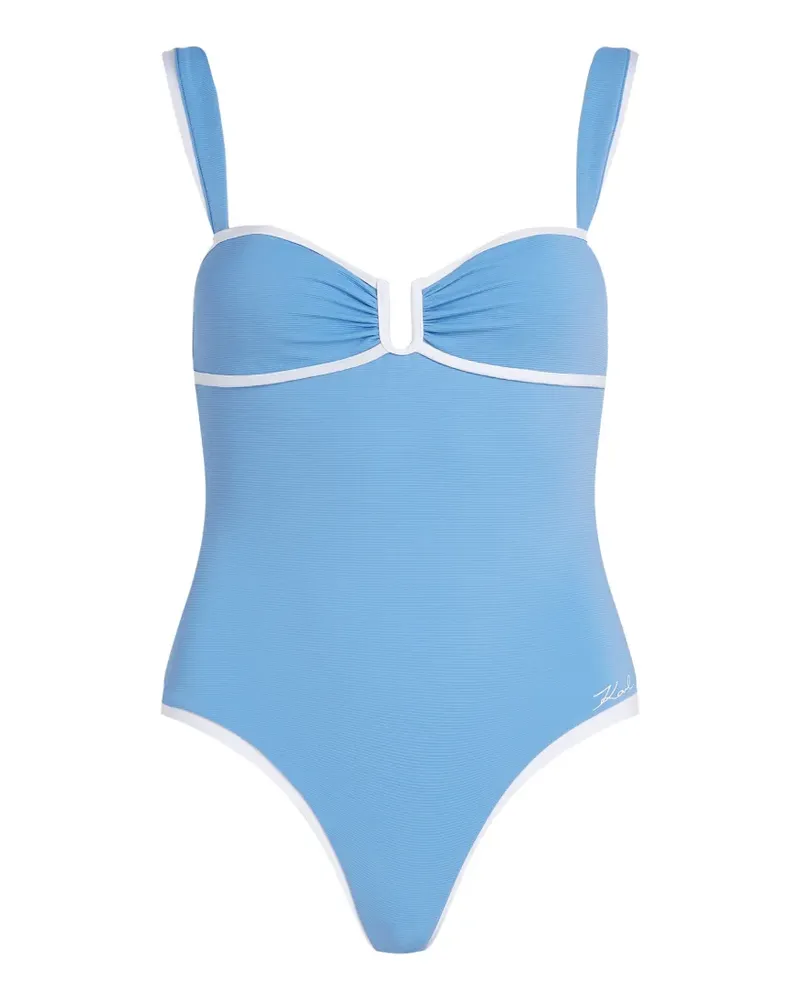 Karl Lagerfeld Signature Cheeky Badeanzug - Blau Blau