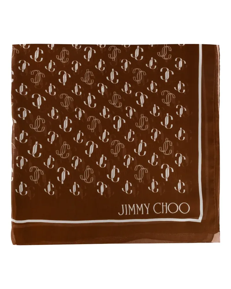 Jimmy Choo JC monogram silk scarf - Braun Braun