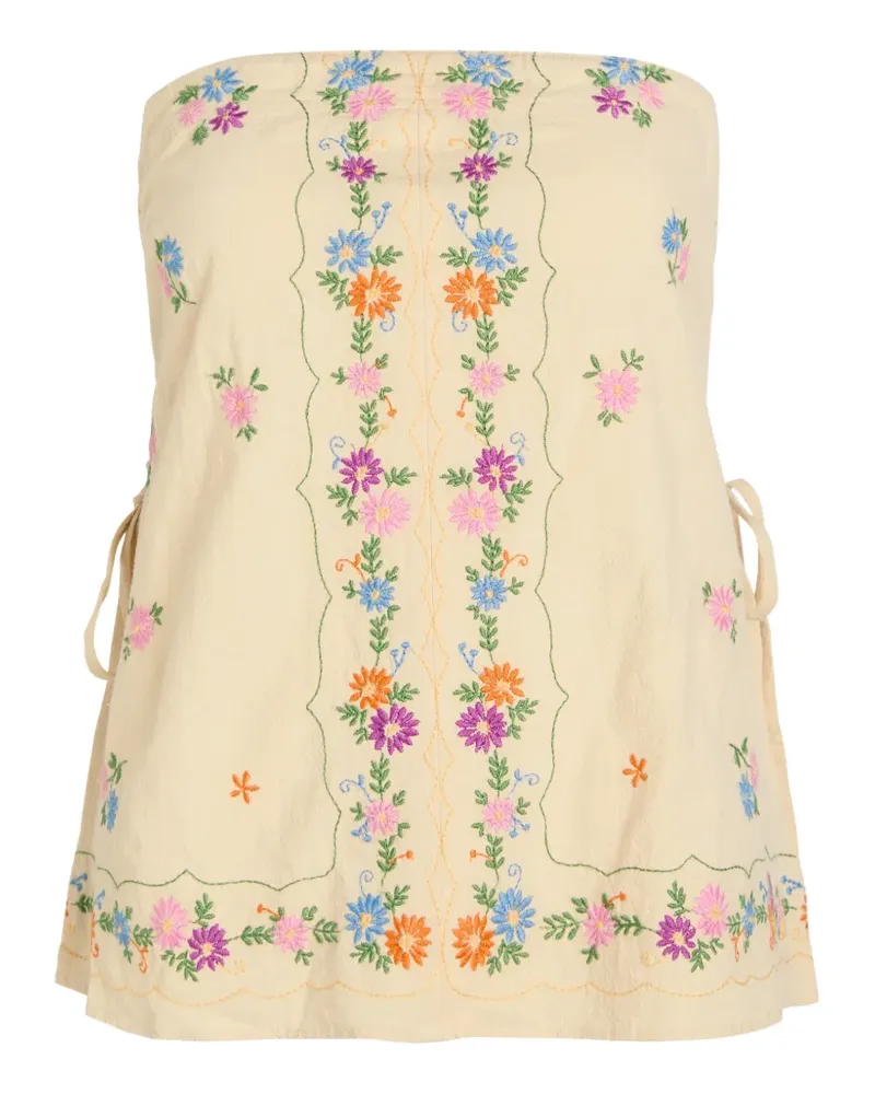 Free People Doily Days floral-embroidered strapless tube top - Gelb Gelb