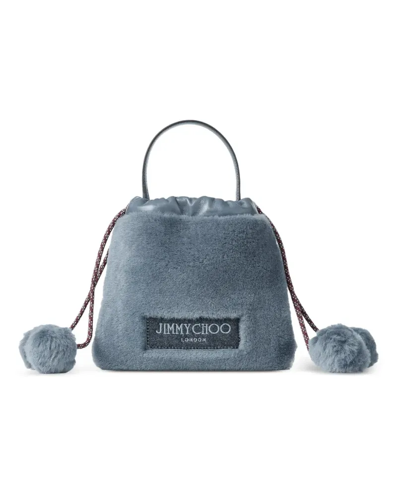 Jimmy Choo Shearling-Beuteltasche mit Kordelzug - Blau Blau