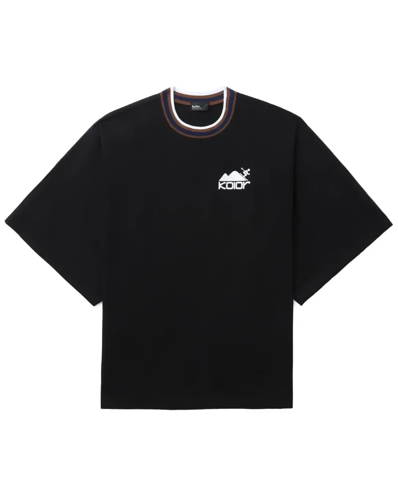 kolor Kurzärmeliges T-Shirt mit Logo-Print - Schwarz Schwarz