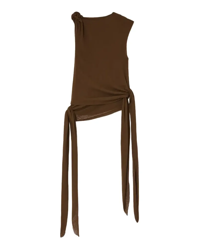 Ganni Asymmetrisches Tanktop mit Knoten - Braun Braun