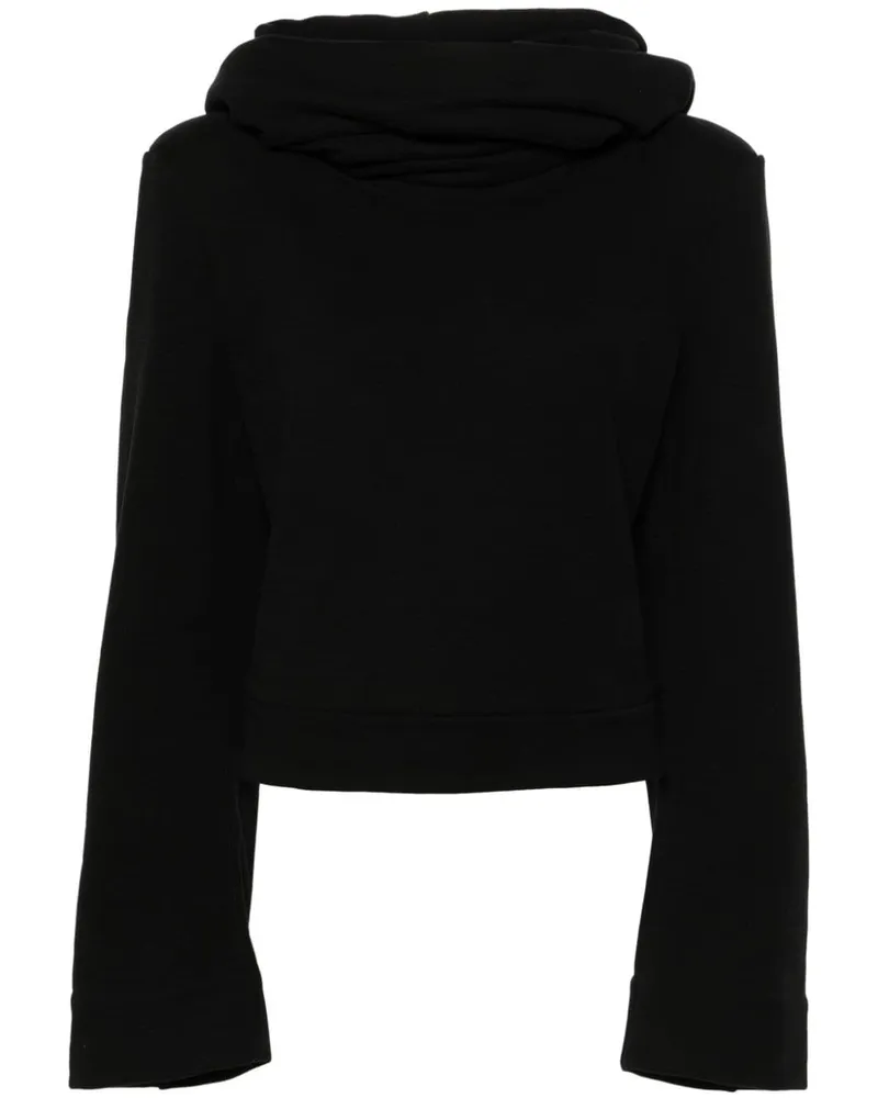 Saint Laurent Drapierter Cropped-Hoodie Schwarz