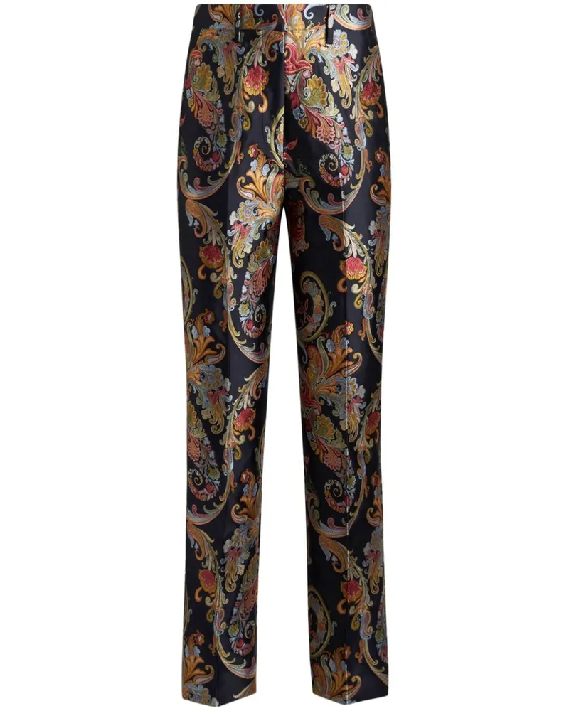 Etro Cropped-Hose mit Jacquardmuster - Schwarz Schwarz
