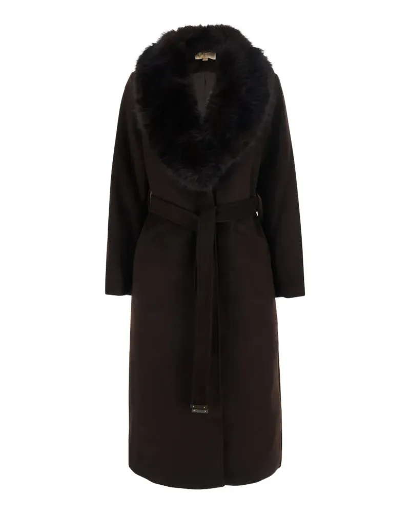 Michael Kors Mantel mit Faux Fur-Besatz - Braun Braun