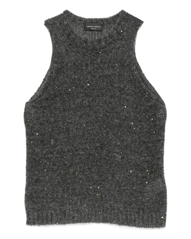 Roberto Collina sequin-embellished sleeveless top - Grau Grau