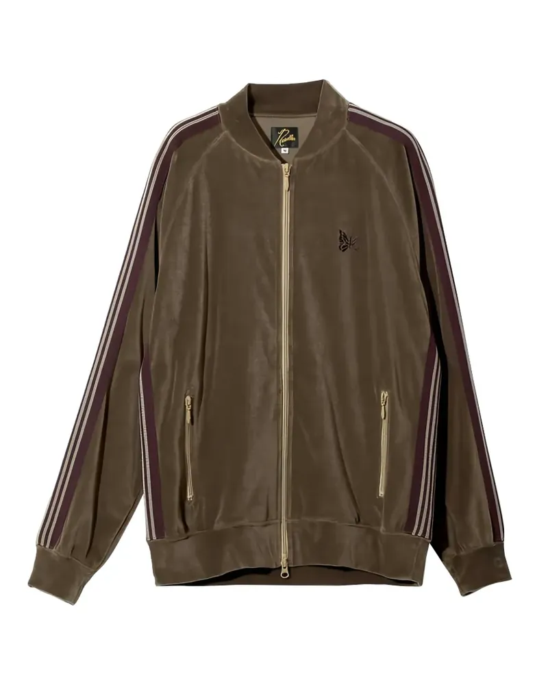 NEEDLES butterfly-embroidered side-stripe jacket - Braun Braun
