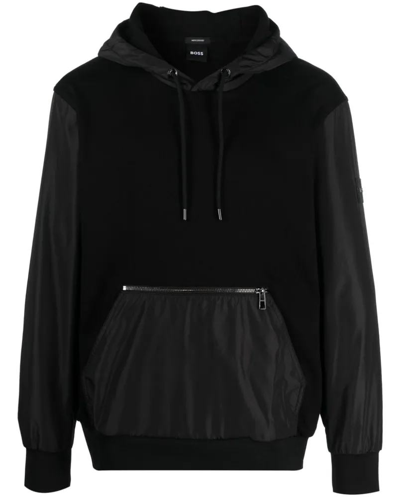 HUGO BOSS Hoodie mit Einsätzen Schwarz