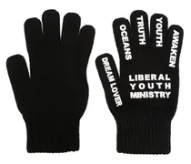 Gestrickte Handschuhe mit Logo-Print