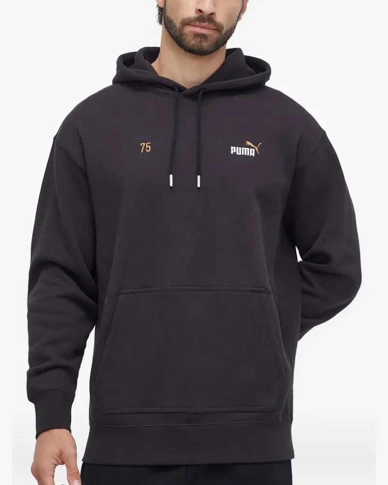 Puma logo-embroidered graphic hoodie - Schwarz Schwarz