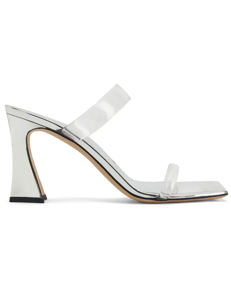 Giuseppe Zanotti Flamina Plexi Pantoletten im Metallic-Look 80mm - Silber Silber